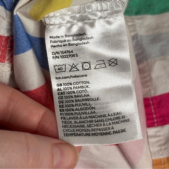 H&M Smocked Multicolor Striped Kids Cotton Dress Size 7 - Picture 7 of 9